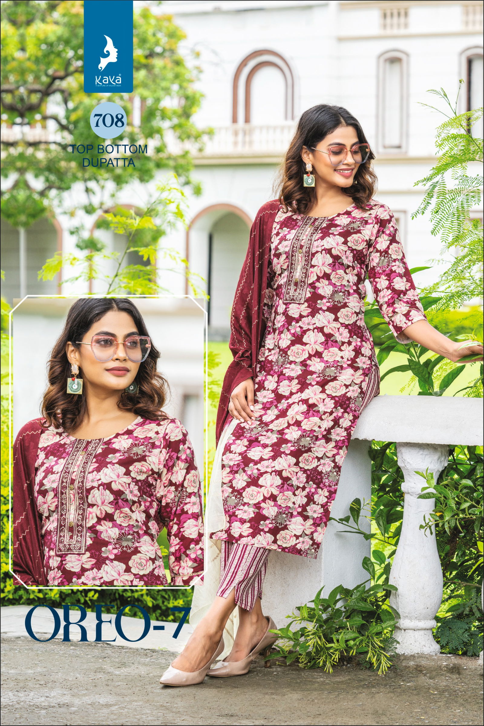 Oreo 7 By Kaya Rayon Printed Kurti With Bottom Dupatta Wholesale Price In Surat